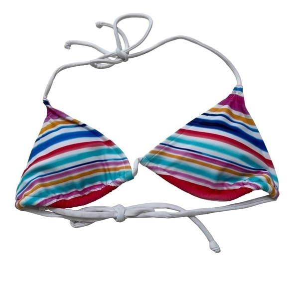 Venus Multi Stripe Rainbow Two-Piece High Waist Triangle Top Bikini, S/M - Picture 3 of 9
